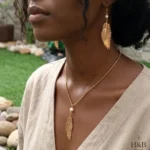Conjunto Folha com Pérola do Rio dourado